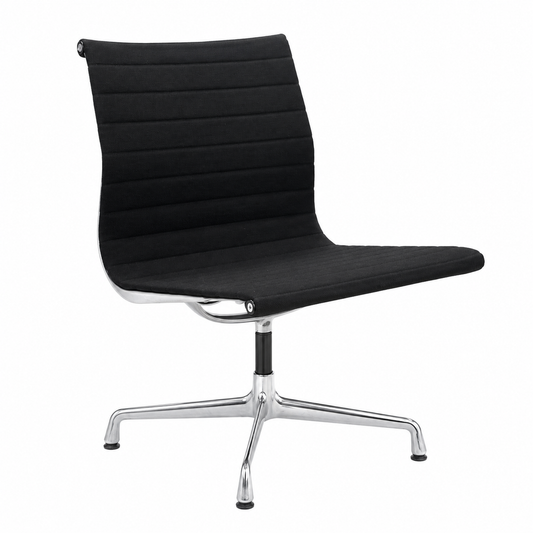 Vitra EA 105 Stuhl in Hopsak Schwarz mit verchromtem Gestell