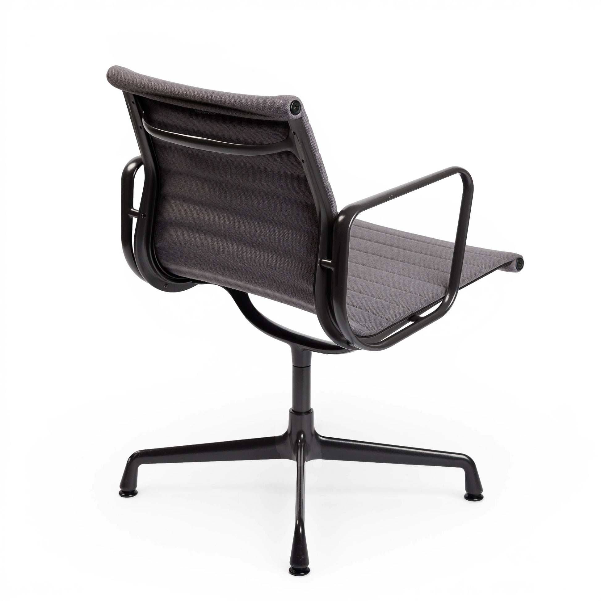 Vitra EA 107 Hopsak dunkelgrau Stuhl mit gepulvertem Gestell und Armlehnen, Rückansicht.