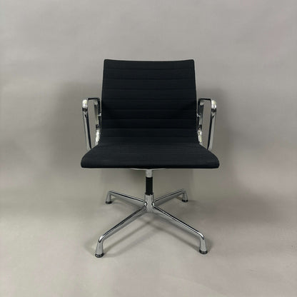 Vitra EA 108 black hopsak office chair with chrome frame and swivel base