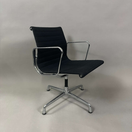 Vitra EA 108 black Hopsak fabric office chair with chrome swivel base