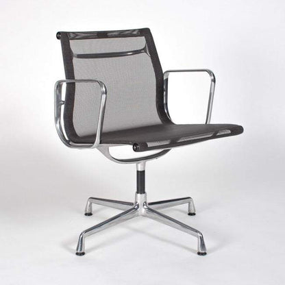 Vitra EA 108 anthracite swivel office chair with mesh back and aluminum frame