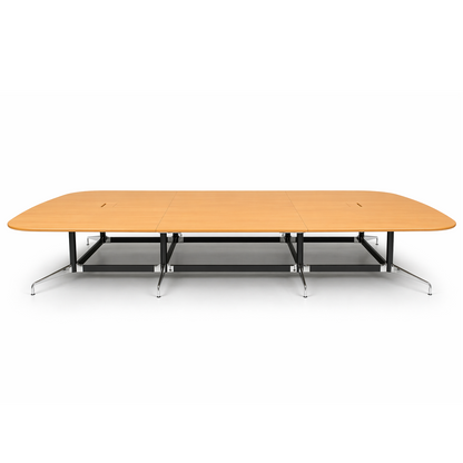 Vitra Eames Segmented Table, large light oak veneer top with black and chrome base.