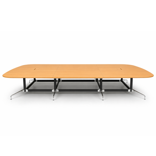 Vitra Eames Segmented Table, large light oak veneer top with black and chrome base.