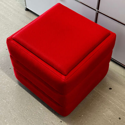 Red Vitra Hopsak Hocker stool, 48x48x43cm, modern square design