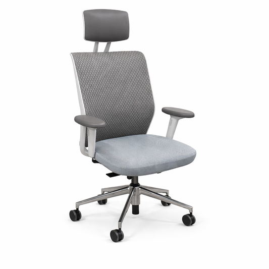 Vitra ID Mesh mit Kopfstütze hellgrau / chrom