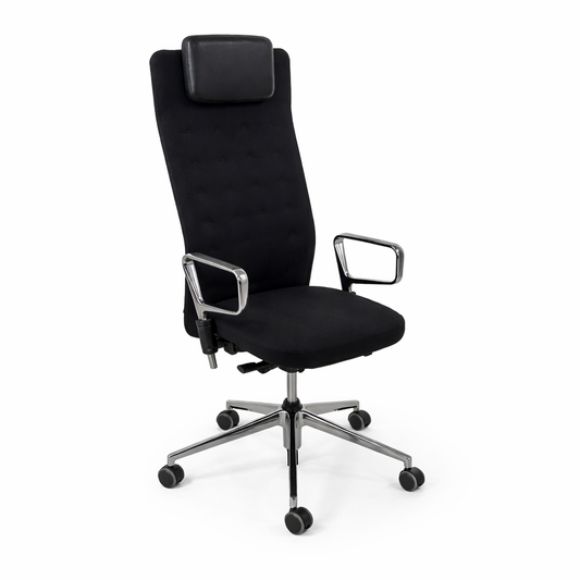Vitra ID Trim L mit Kopfstütze schwarz Ringarmlehne