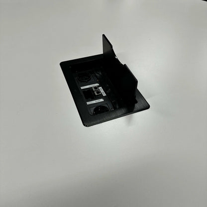 Vitra Medamorph rund Konferenztisch 160 cm weiß mit integrierter Kabelklappe und Elektrifizierung