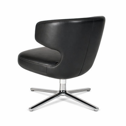 Vitra Petit Repos Sessel in umbragrauem Premiumleder mit poliertem Aluminium 4-Fuß Gestell.