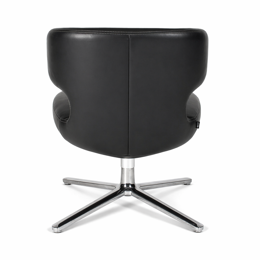 Vitra Petit Repos Sessel in umbragrauem Premiumleder mit poliertem Aluminium 4-Fuß Gestell.