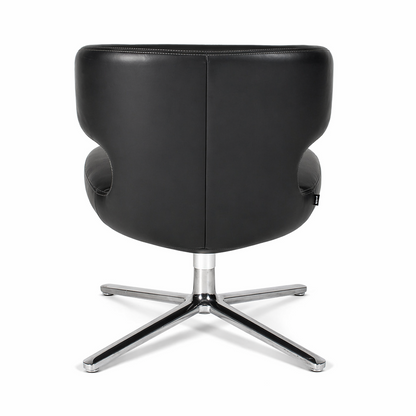 Vitra Petit Repos Sessel in umbragrauem Premiumleder mit poliertem Aluminium 4-Fuß Gestell.