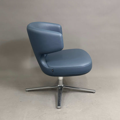 Vitra Petit Repos Loungesessel aus blauem Premiumleder mit verchromtem Stahlgestell