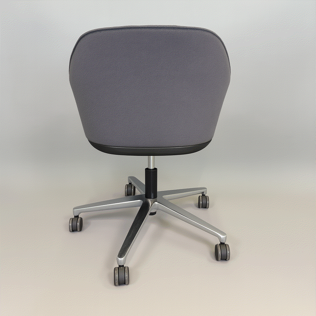 Vitra Softshell Chair grau anthrazit mit poliertem Aluminiumgestell, drehbar und höhenverstellbar, Rückansicht