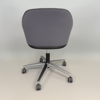 Vitra Softshell Chair grau anthrazit mit poliertem Aluminiumgestell, drehbar und höhenverstellbar, Rückansicht