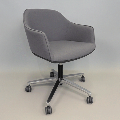 Vitra Softshell Chair grau anthrazit drehbarer Bürostuhl mit poliertem Aluminiumgestell und Rollen