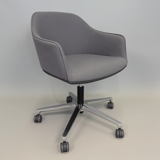 Vitra Softshell Chair grau anthrazit drehbarer Bürostuhl mit poliertem Aluminiumgestell und Rollen