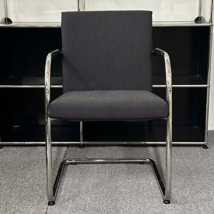 Vitra Visasoft visitor chair with black and gray fabric and chrome cantilever frame