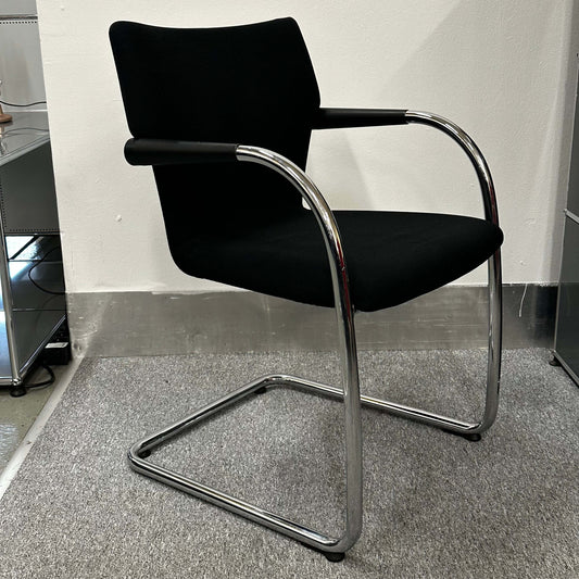 Vitra Visastripe black conference chair with chrome cantilever frame and ergonomic design