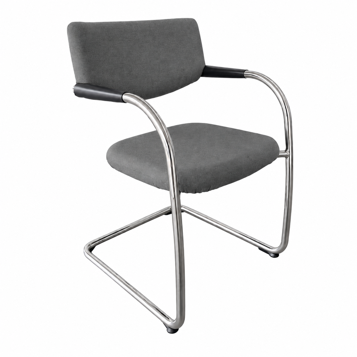 Vitra Visavis Freischwinger-Stuhl mit grauem Polster und Chromgestell