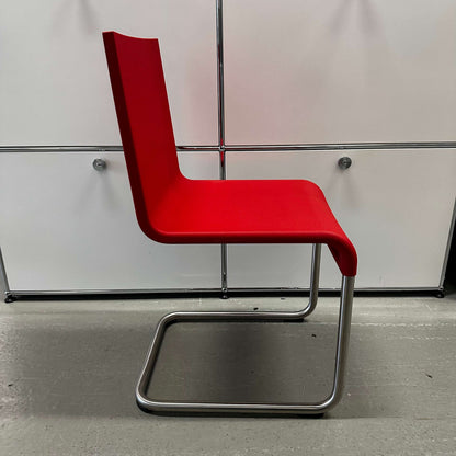 Vitra .05 Maarten van Severen chair with stainless steel frame and red polyurethane seat shell