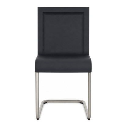 Schwarzer Vitra .05 Freischwinger mit Kunststoff-Sitzschale und mattem silbernem Aluminiumgestell.