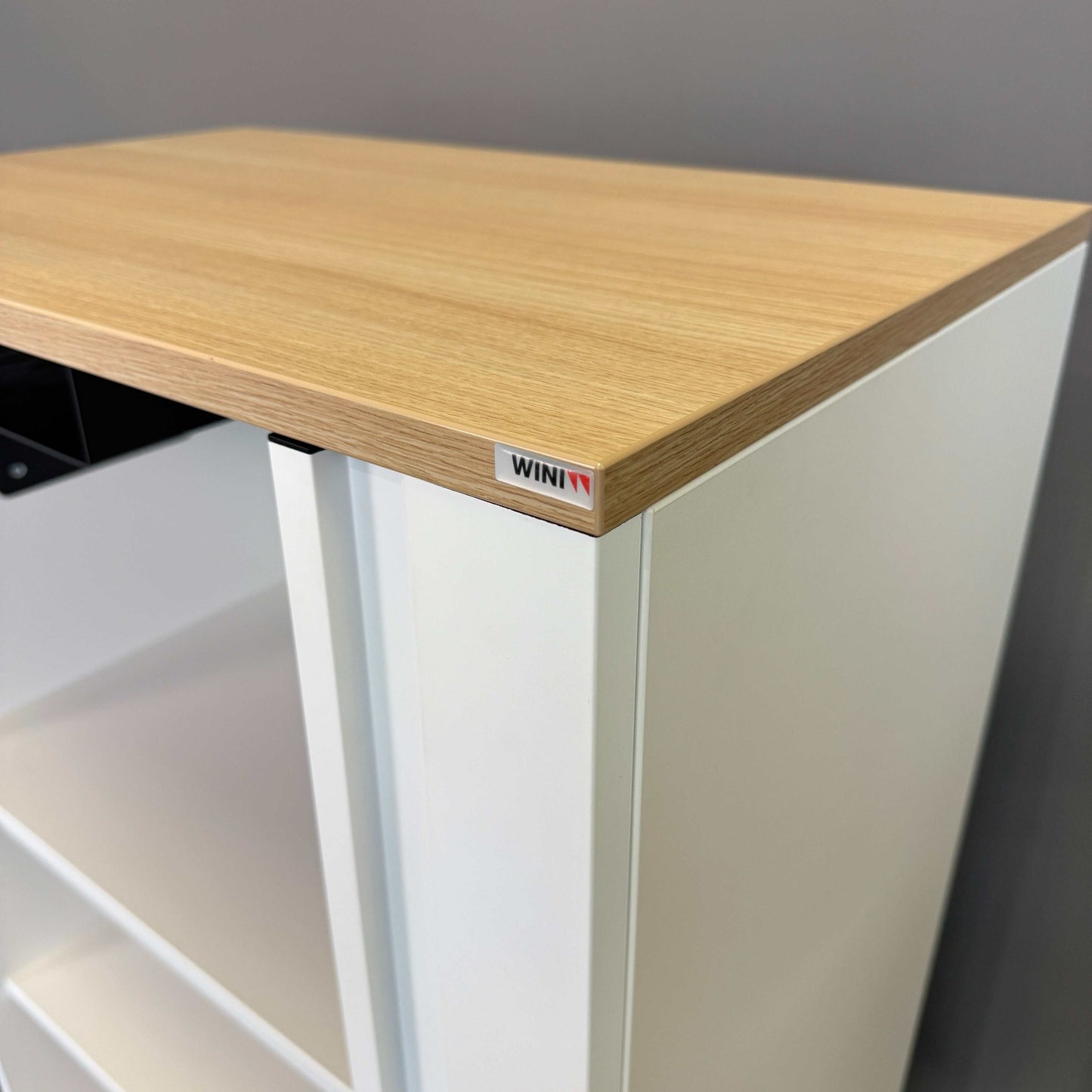 WINI Aktencaddy Rollcaddy mit Holztischplatte, weißer Korpus und feststellbaren Rollen