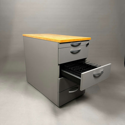 WINI Standcontainer dunkelgrau mit hellen Holzplatte, 5 Schubladen, Maße 72x43,5x80 cm