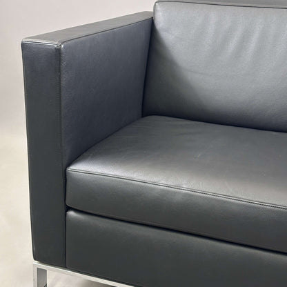 Walter Knoll Foster 500 black leather armchair with chrome-plated spring steel frame