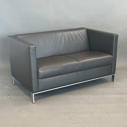 Walter Knoll Foster 500 dunkelbraunes Ledersofa 2-Sitzer mit verchromtem Federstahlgestell