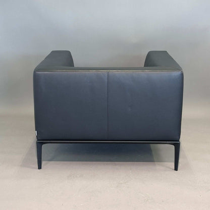 Walter Knoll Jaan Sessel aus schwarzem Leder mit schwarzem Gestell, modernes Design, Maße 95x82x70cm