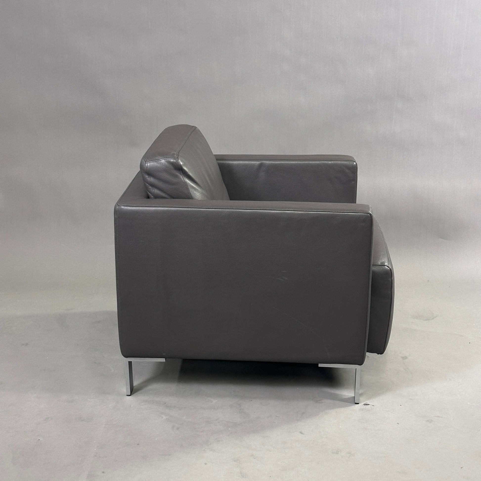 Walter Knoll Ledersessel Foster 500 dunkelbraun moderner Sessel aus Leder mit Metallbeinen, 72x72x65 cm, Design von Norman Foster