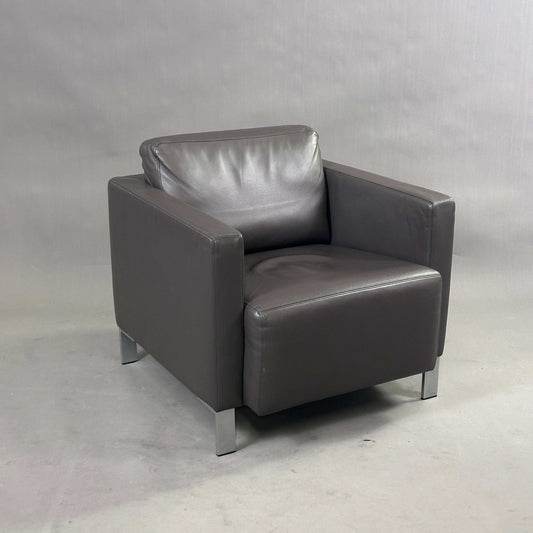 Walter Knoll Ledersessel Foster 500 dunkelbraun moderner Sessel aus Leder mit Metallfüßen
