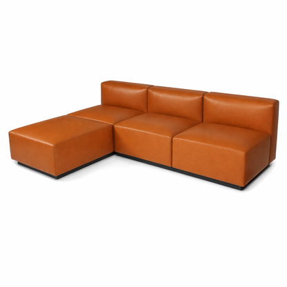 Walter Knoll Living Landscape 730 cognac leather sectional sofa with ottoman.