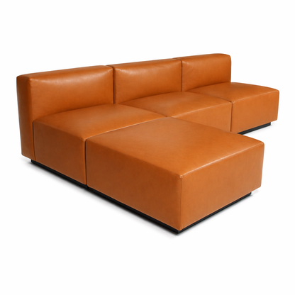 Walter Knoll Living Landscape 730 Ledersofa in Cognac, modular mit 3 Mittelteilen und Ottoman.