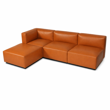 Walter Knoll Living Landscape 730 cognac Leder Modulsofa mit Ottomane.