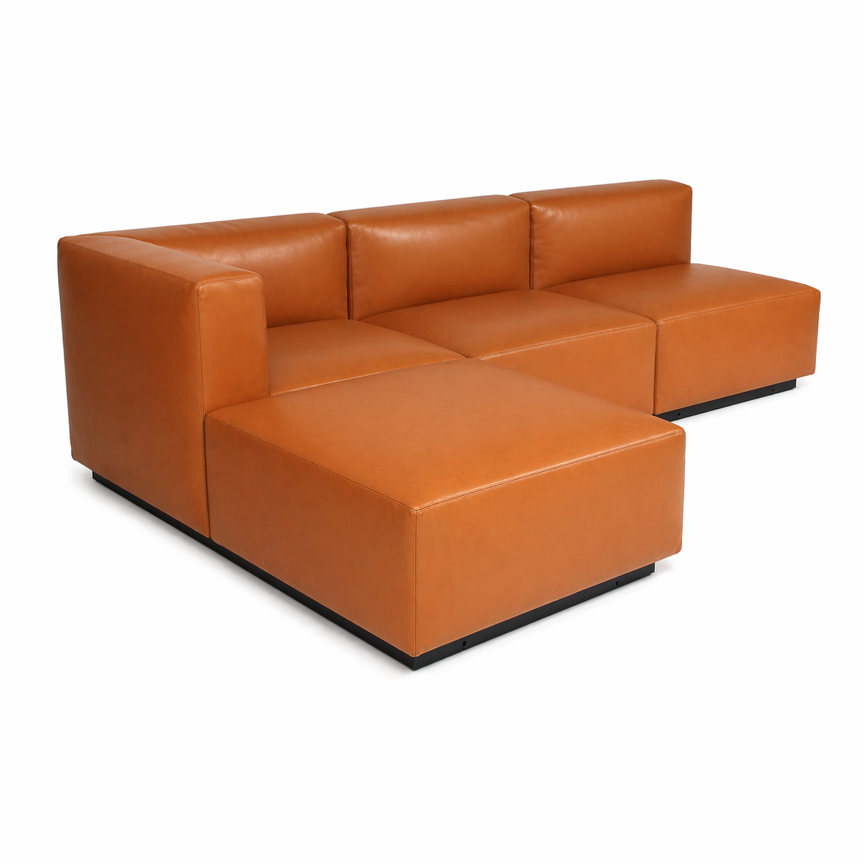 Walter Knoll Living Landscape 730 Sofa Set 2 in cognac Leder, modular mit Ecke und Ottoman.