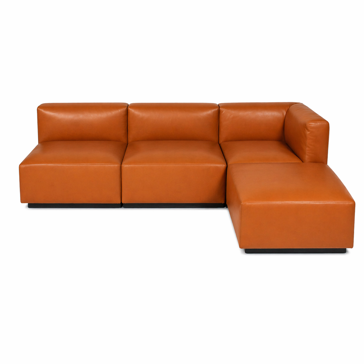 Walter Knoll Living Landscape 730 cognacfarbenes Ledersofa, bestehend aus Ecke, zwei Mittelteilen und Ottoman.