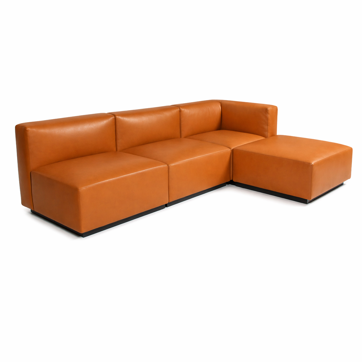 Walter Knoll Living Landscape 730 Ledersofa in Cognac, bestehend aus Ecke, zwei Mittelteilen und Ottoman.