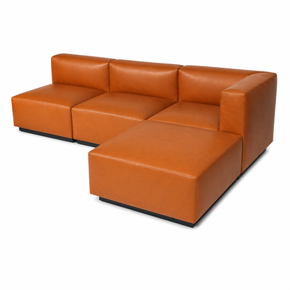 Walter Knoll Living Landscape 730 Sofa Set 2 in Cognac Leder, bestehend aus Ecke, zwei Mittelteilen und Ottoman.