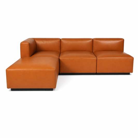 Walter Knoll Living Landscape 730 Cognac Leder Ecksofa mit Ottoman und zwei Mittelteilen.
