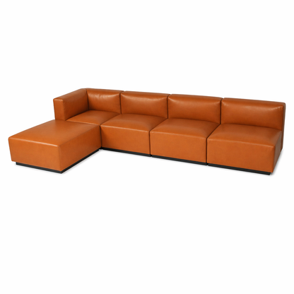 Walter Knoll Living Landscape 730 Sofa Set 3 in Cognac Leder, bestehend aus Ecke, 3 Mittelteilen und Ottoman.