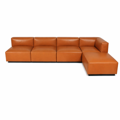 Walter Knoll Living Landscape 730 Cognac Leder Sofa Set mit Eckteil und Ottoman.
