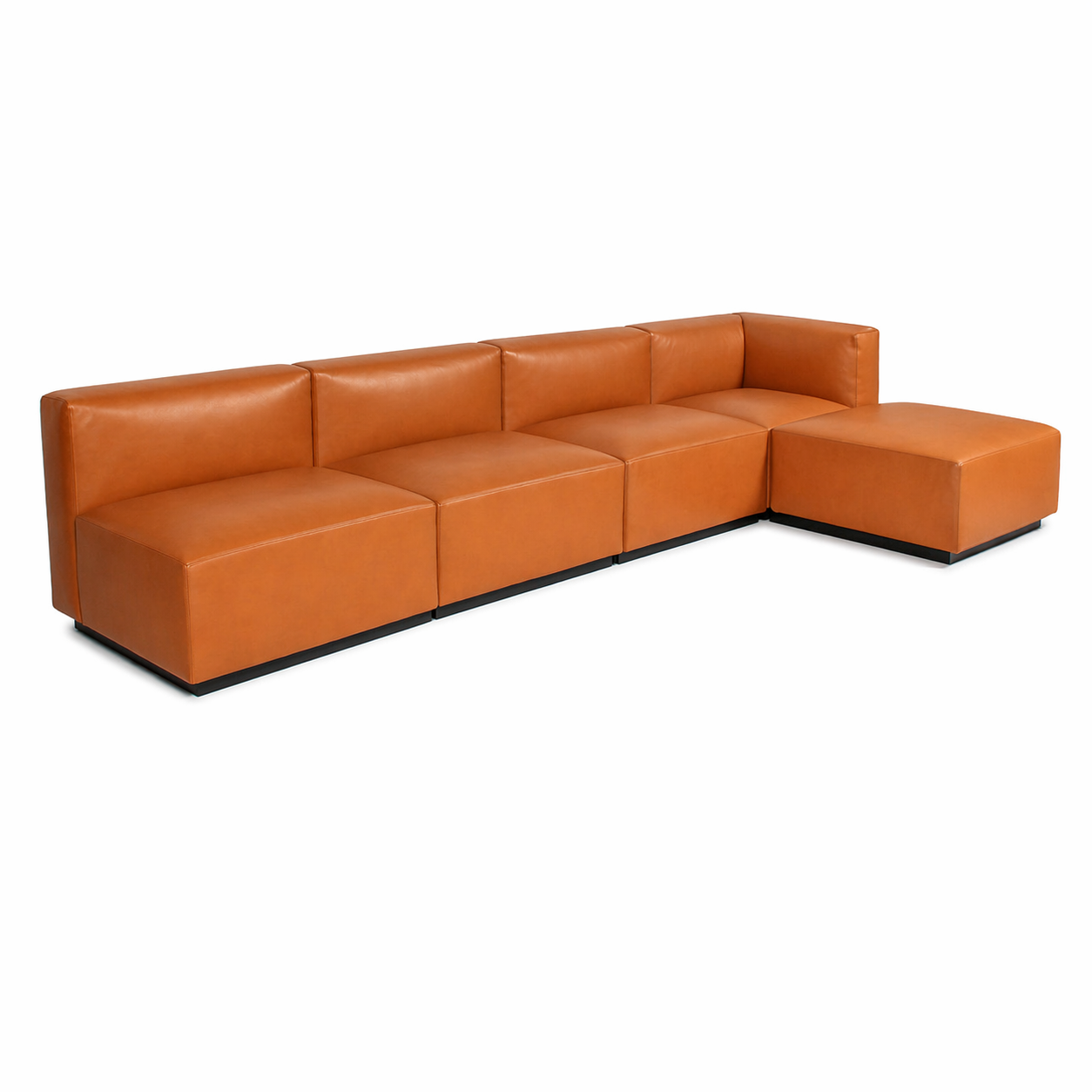 Walter Knoll Living Landscape 730 Cognac Leder Sofa Set, modular mit Ottoman.