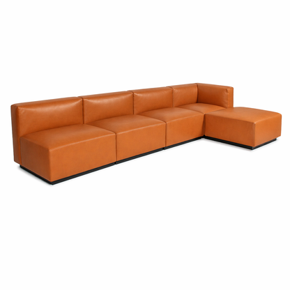 Walter Knoll Living Landscape 730 Cognac Leder Sofa Set, modular mit Ottoman.