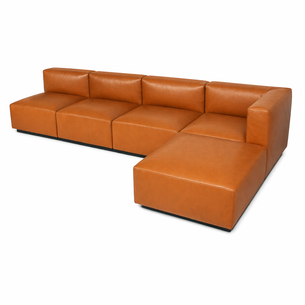 Walter Knoll Living Landscape 730 Cognac Leder Sofa Set, modular mit Eckteil und Ottoman.