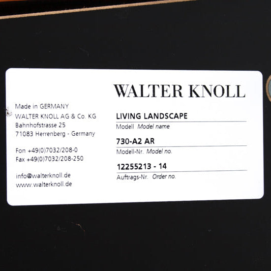 Walter Knoll Living Landscape 730 sofa label with model and order numbers.