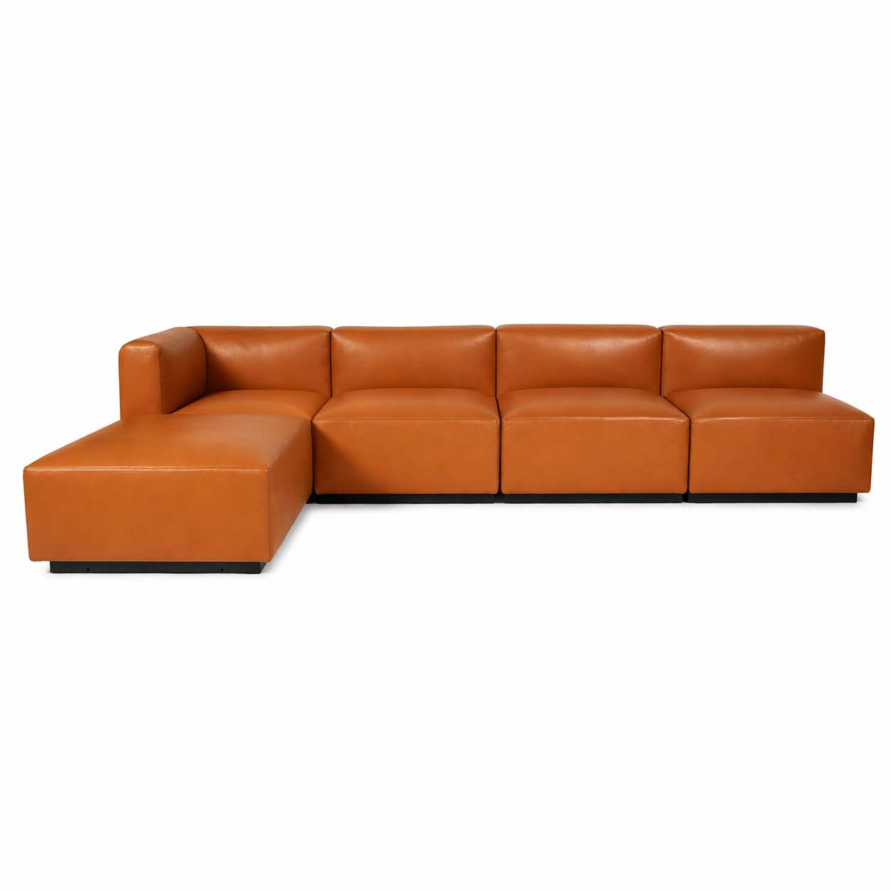 Walter Knoll Living Landscape 730 Sofa Set 3: cognacfarbenes Leder, modular mit Eckteil und Ottoman.
