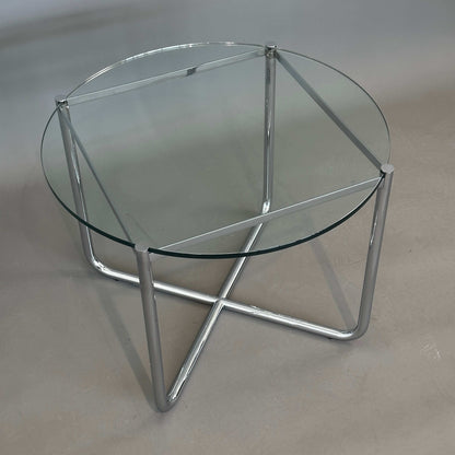 Walter Knoll MR Couchtisch aus Glas mit chromglänzendem Edelstahlgestell, rund, 72,5 cm Durchmesser, 52 cm Höhe