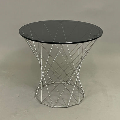 Walter Knoll Oota Beistelltisch mit Rauchglasplatte und chromfarbenem Drahtgestell