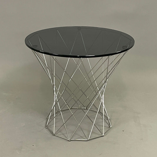 Walter Knoll Oota Beistelltisch mit Rauchglasplatte und chromfarbenem Drahtgestell