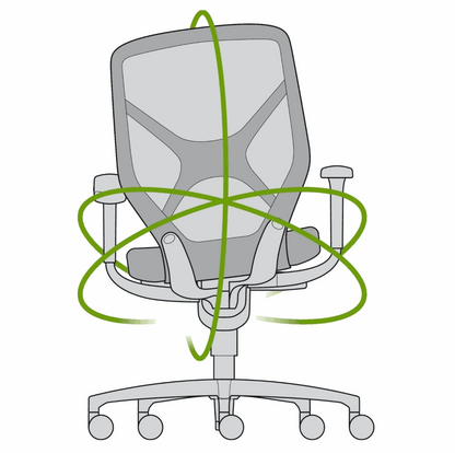 Wilkhahn IN ergonomic office chair with black fabric, adjustable height, 3D armrests, soft wheels for hard floors, and lumbar support